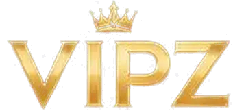 Vipz Casino logo, gold crowned monogram